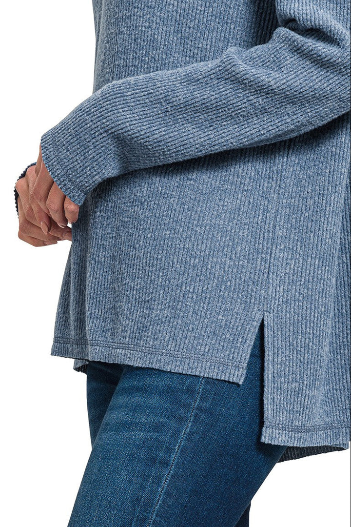 Zen Brushed V Neck Sweater (Dusty Blue)