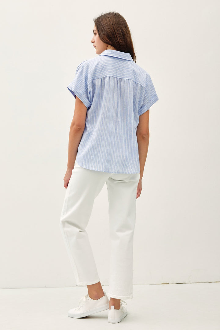 Be Cool Pinstripe Button Down Tee
