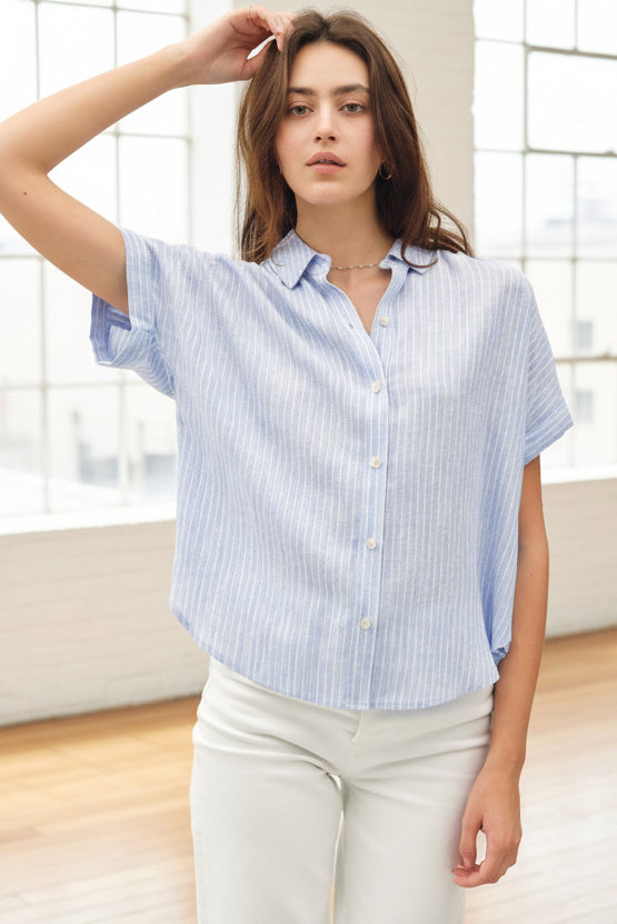 Be Cool Pinstripe Button Down Tee