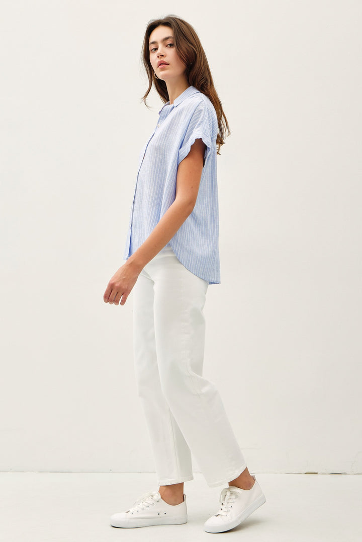 Be Cool Pinstripe Button Down Tee