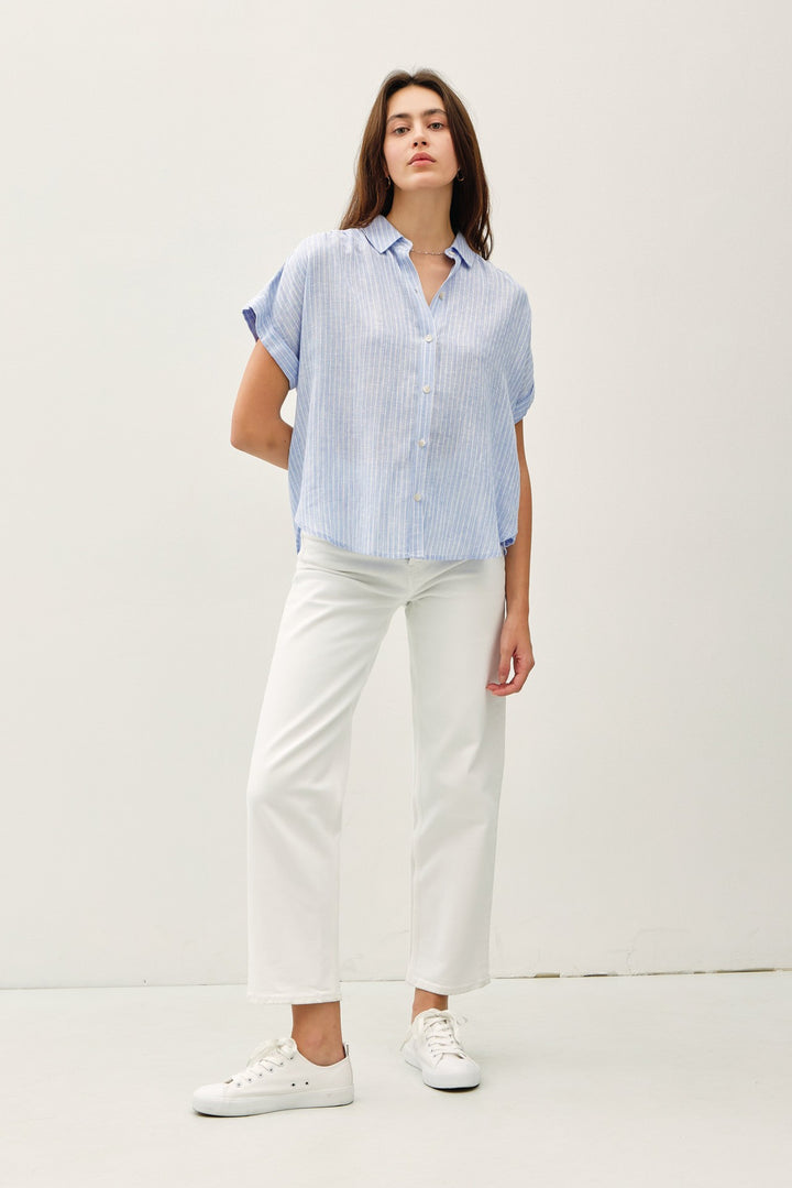 Be Cool Pinstripe Button Down Tee