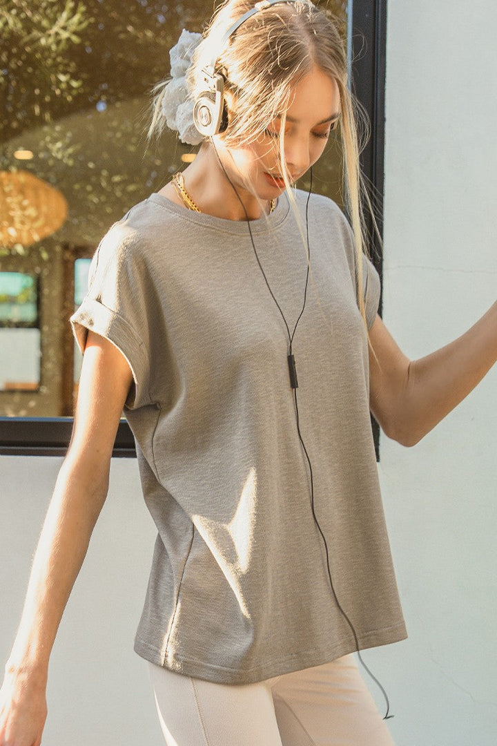 Zen Cotton Modal Round Neck Tee (Mushroom)