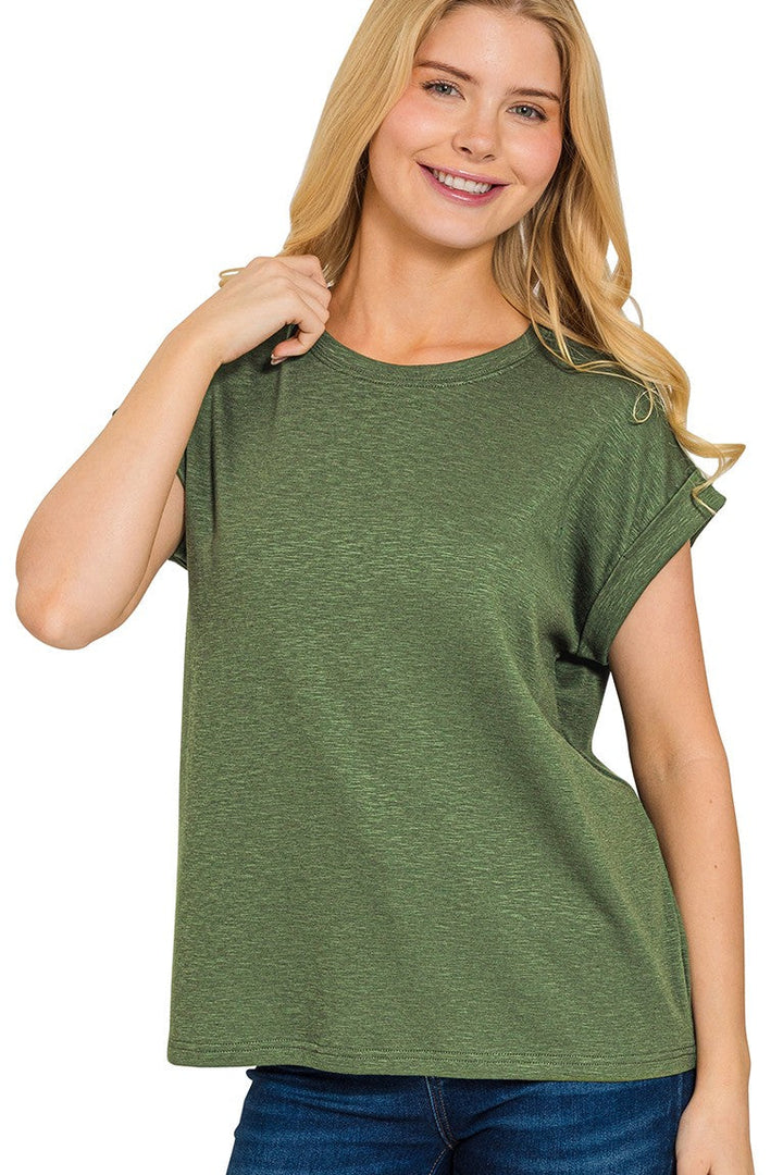 Zen Cotton Modal Round Neck Tee (Army Green)
