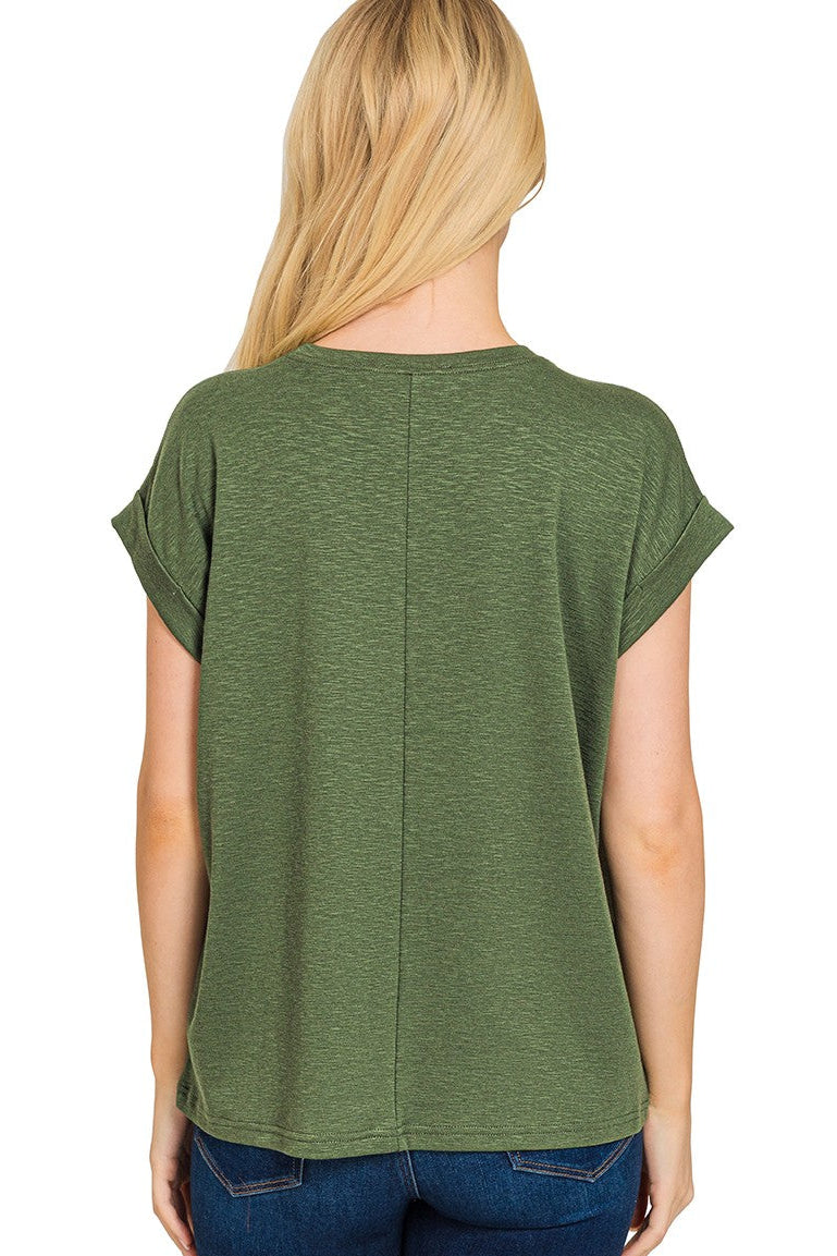 Zen Cotton Modal Round Neck Tee (Army Green)