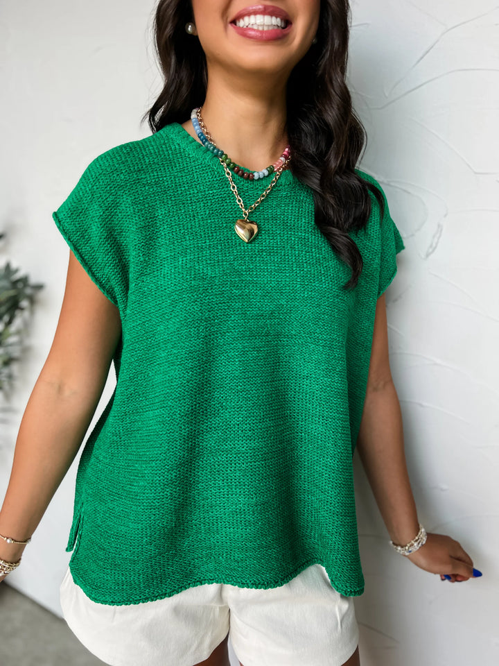 Zen Knit Sweater Tee (Kelly Green)