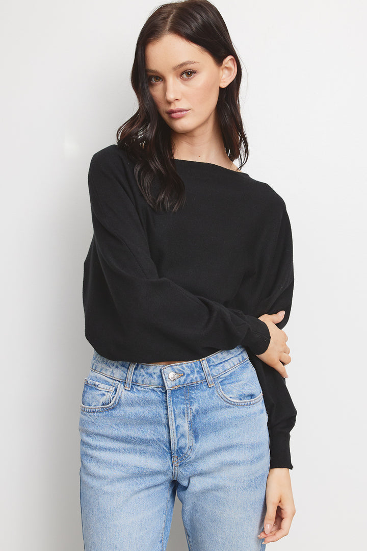 Jolie Knit Boatneck Sweater (Black)