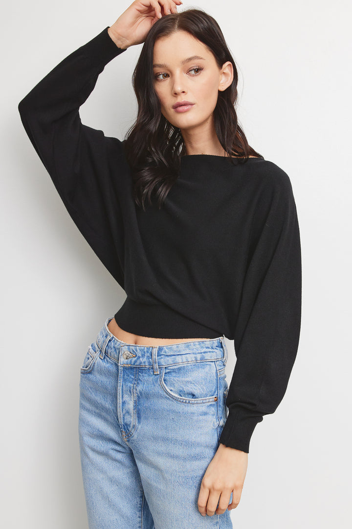 Jolie Knit Boatneck Sweater (Black)