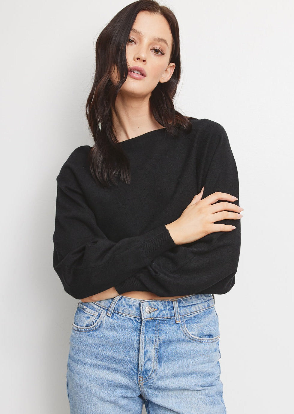 Jolie Knit Boatneck Sweater (Black)