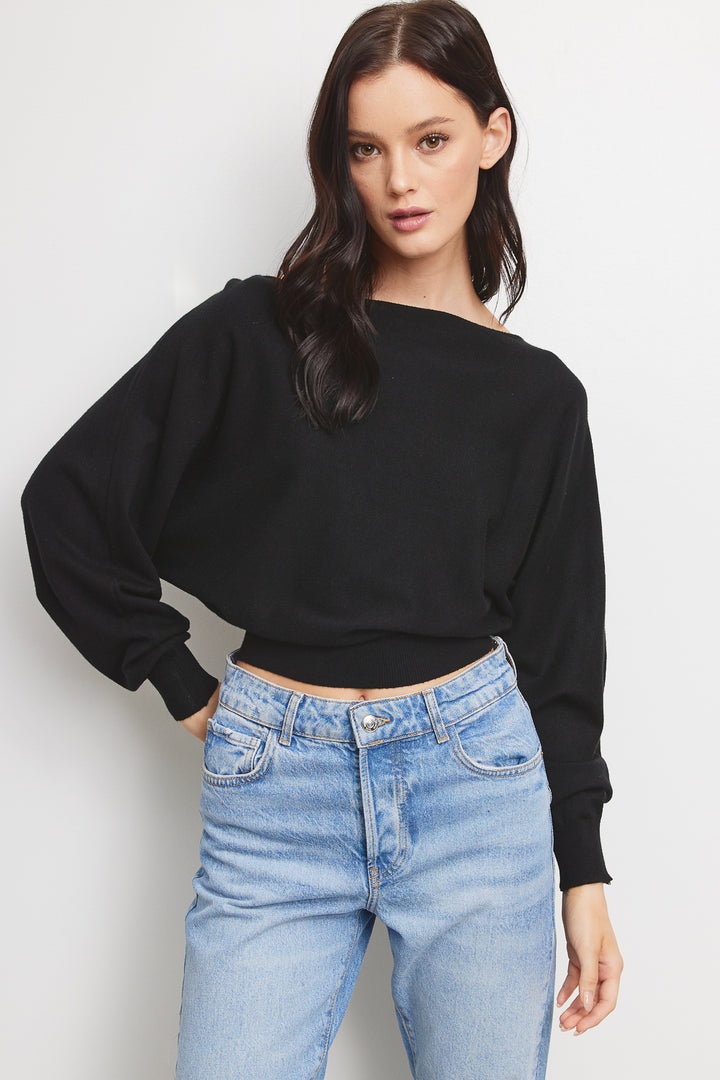 Jolie Knit Boatneck Sweater (Black)