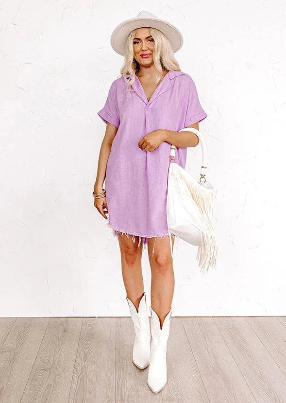 Zen Washed Linen  Dress (Lavender)