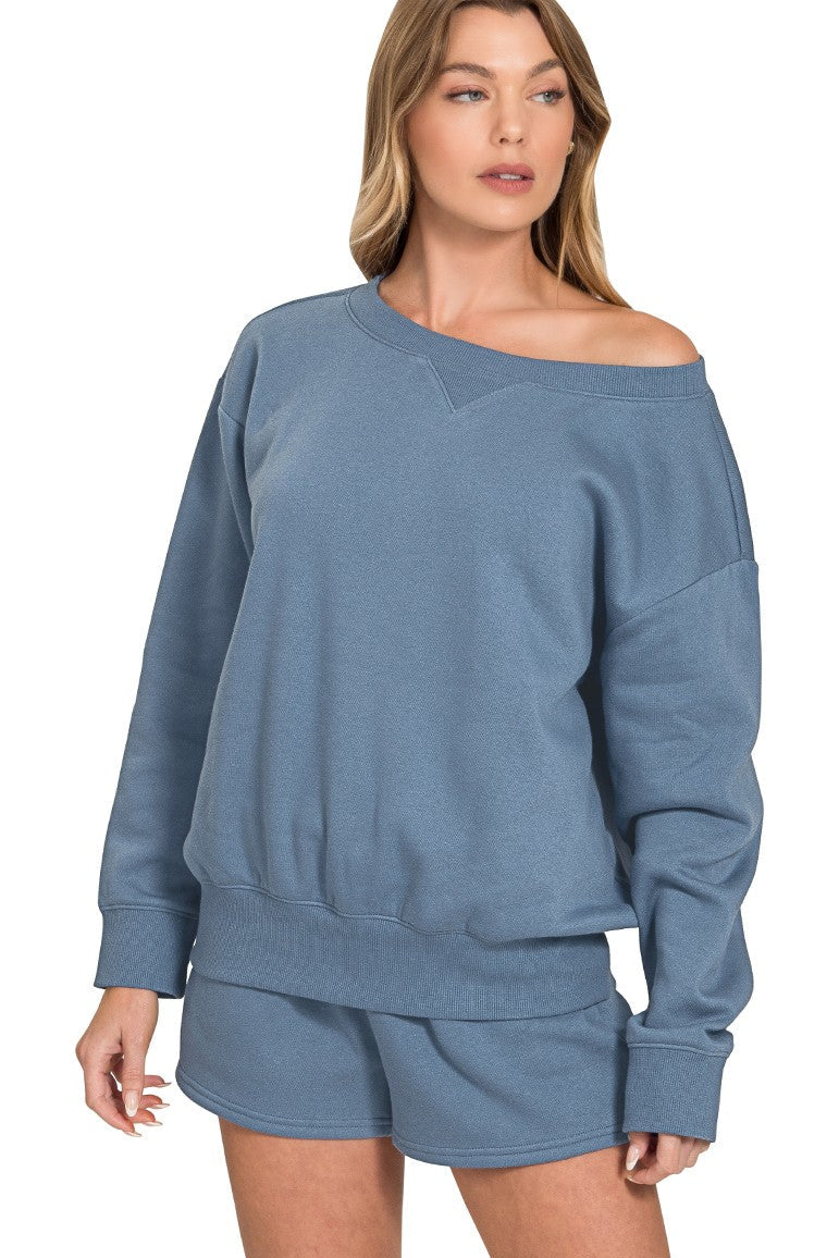 Zen Fleece Lounge Set (Dusty Blue)