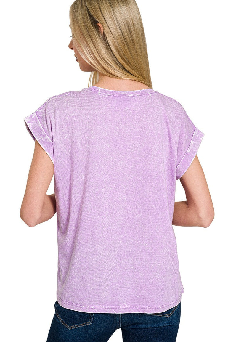 Zen Acid Wash Cotton Tee (Lavender)