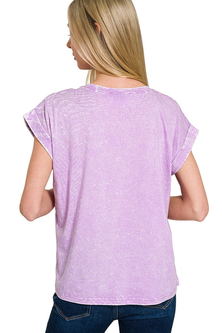 Zen Acid Wash Cotton Tee (Lavender)
