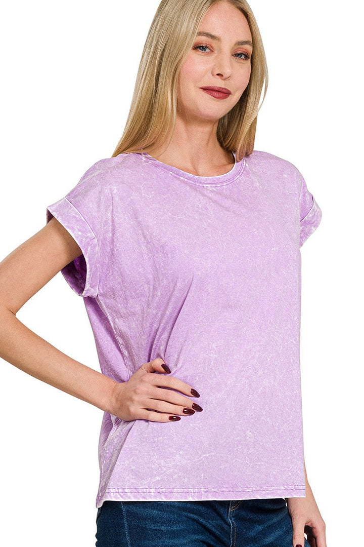Zen Acid Wash Cotton Tee (Lavender)