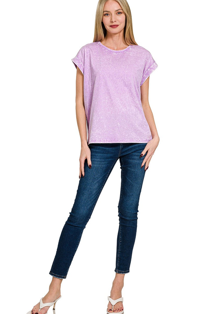 Zen Acid Wash Cotton Tee (Lavender)