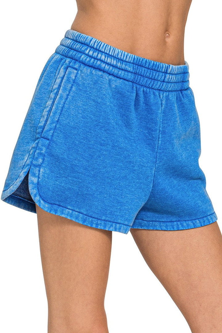Zen Acid Wash Sweat Shorts (Ocean Blue)