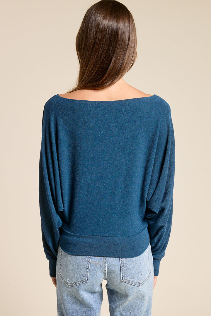 Jolie Crepe Knit Dolman Top (Teal)