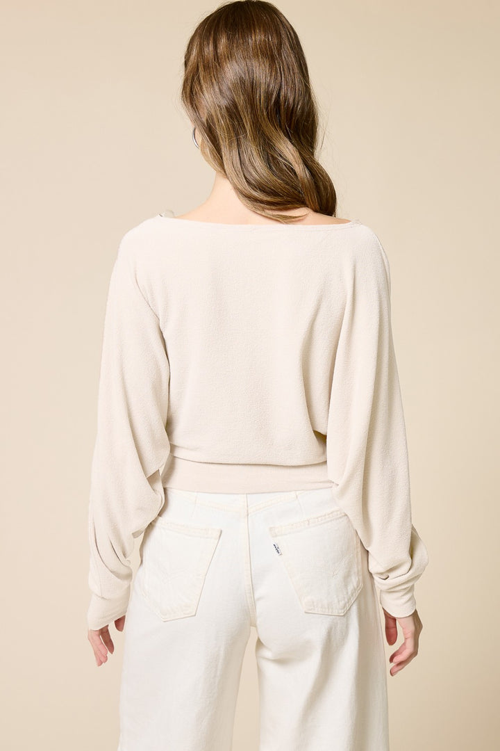 Jolie Crepe Knit Dolman Top (Pristine)