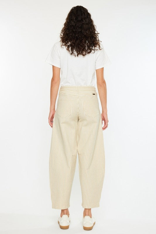 Kancan Pinstripe Barrel Jean