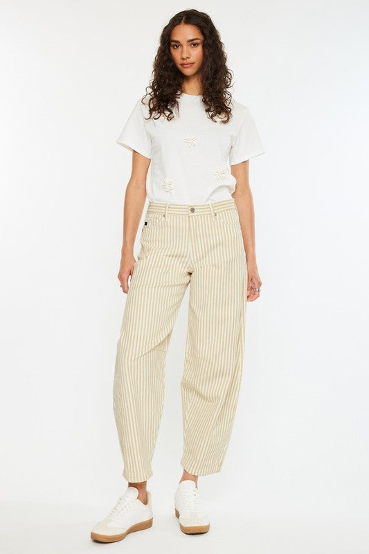 Kancan Pinstripe Barrel Jean