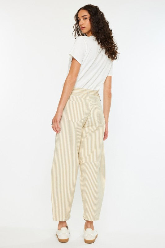 Kancan Pinstripe Barrel Jean