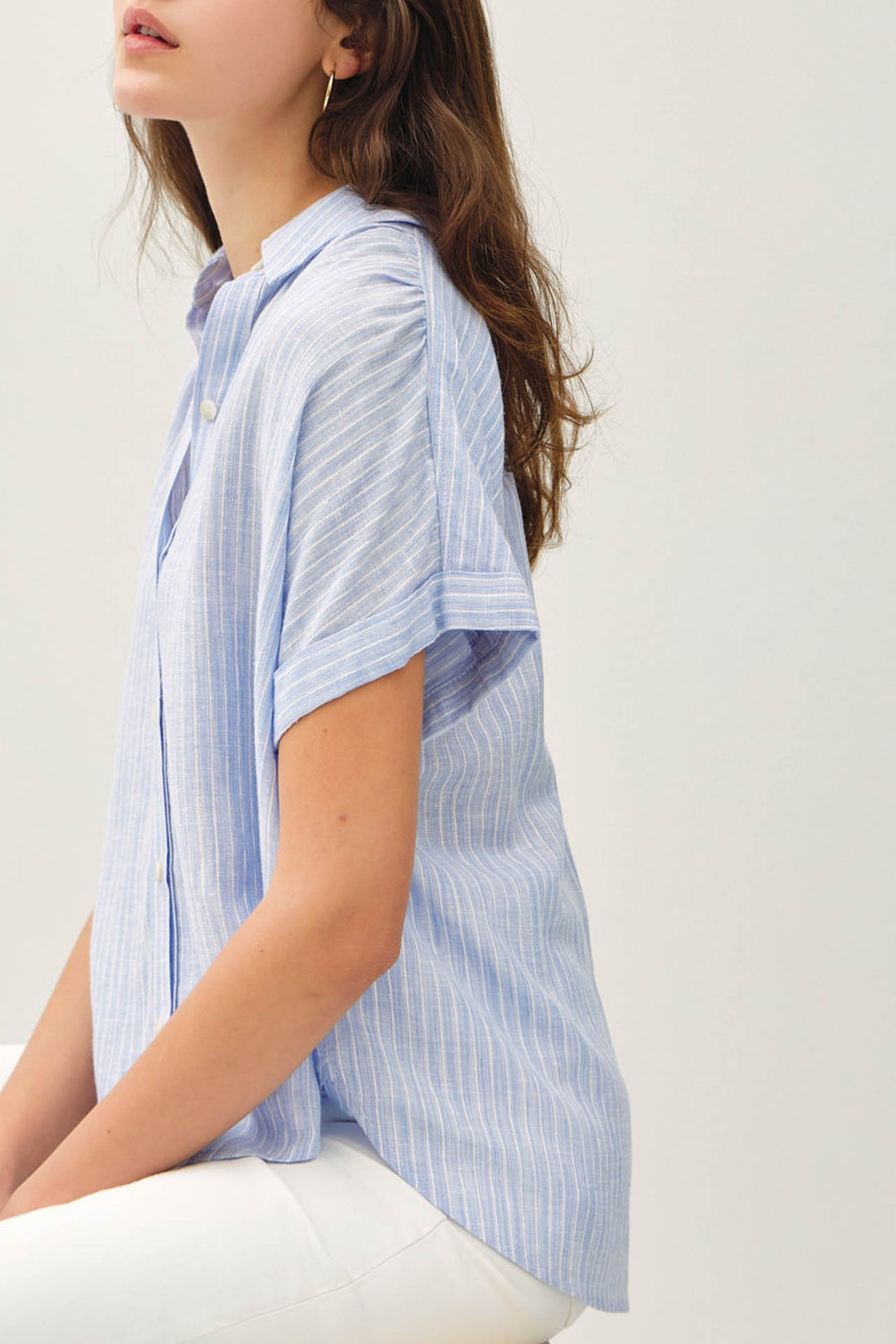 Be Cool Pinstripe Button Down Tee