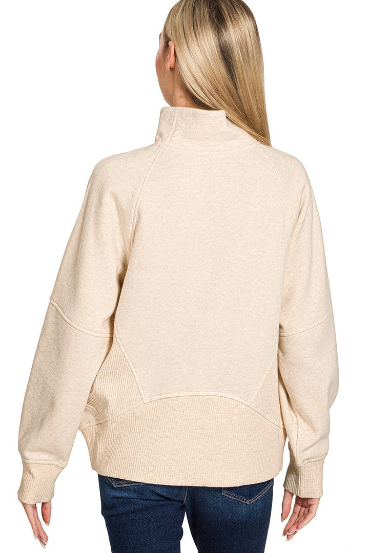 Zen Half Zip Fleece Pullover (Heather Beige)