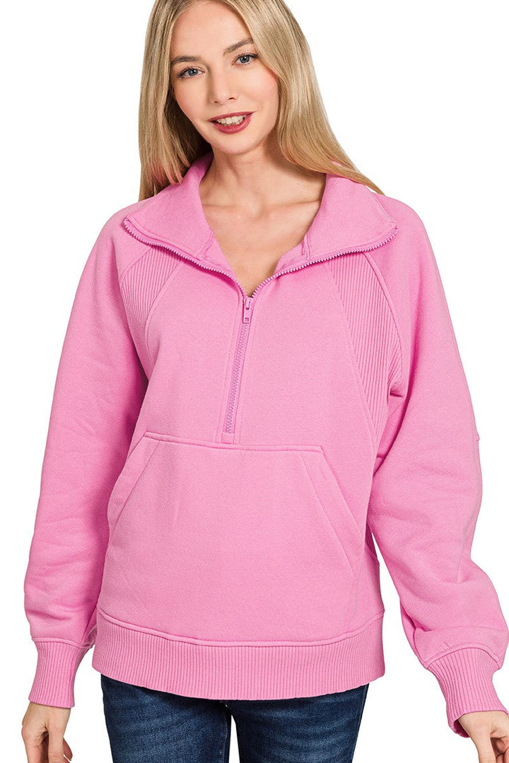Zen Half Zip Fleece Pullover (Candy Pink)