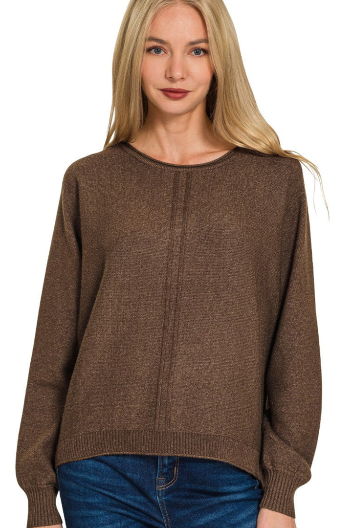 Zen Soft Knit Sweater (Heather Brown)