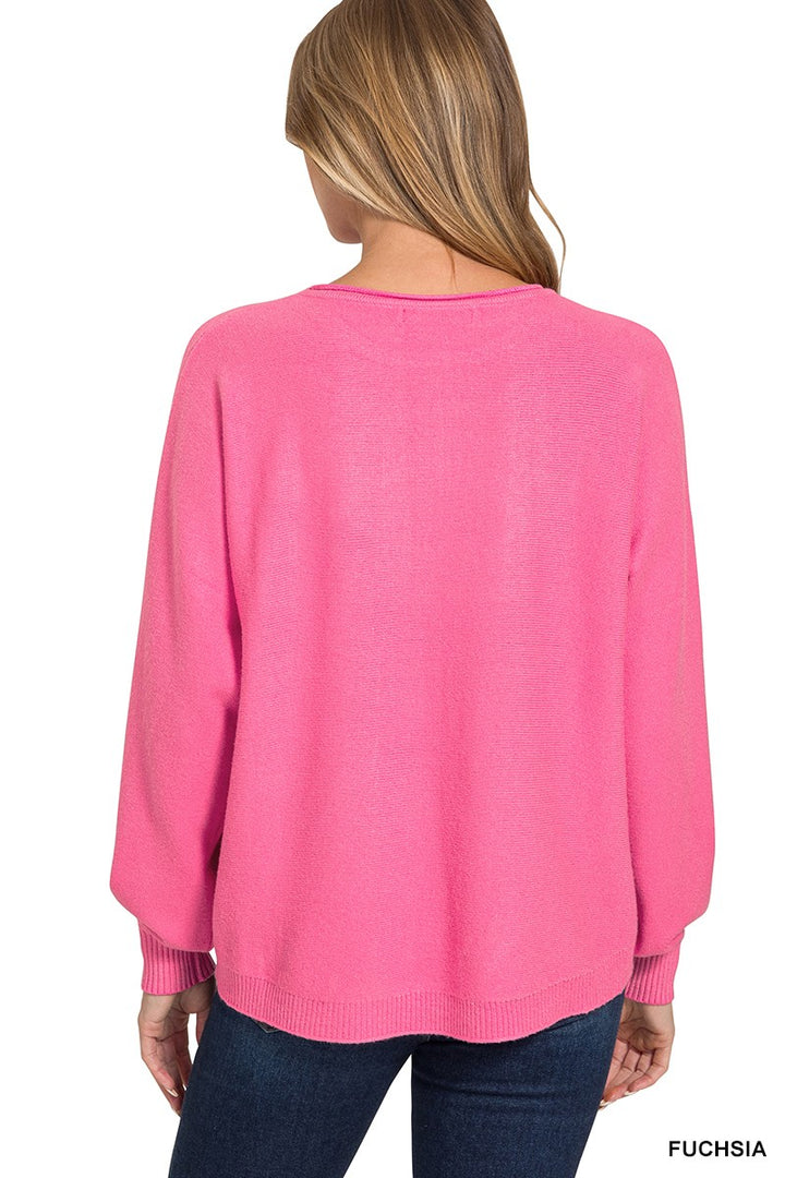 Zen Soft Knit Sweater (Fuchsia)