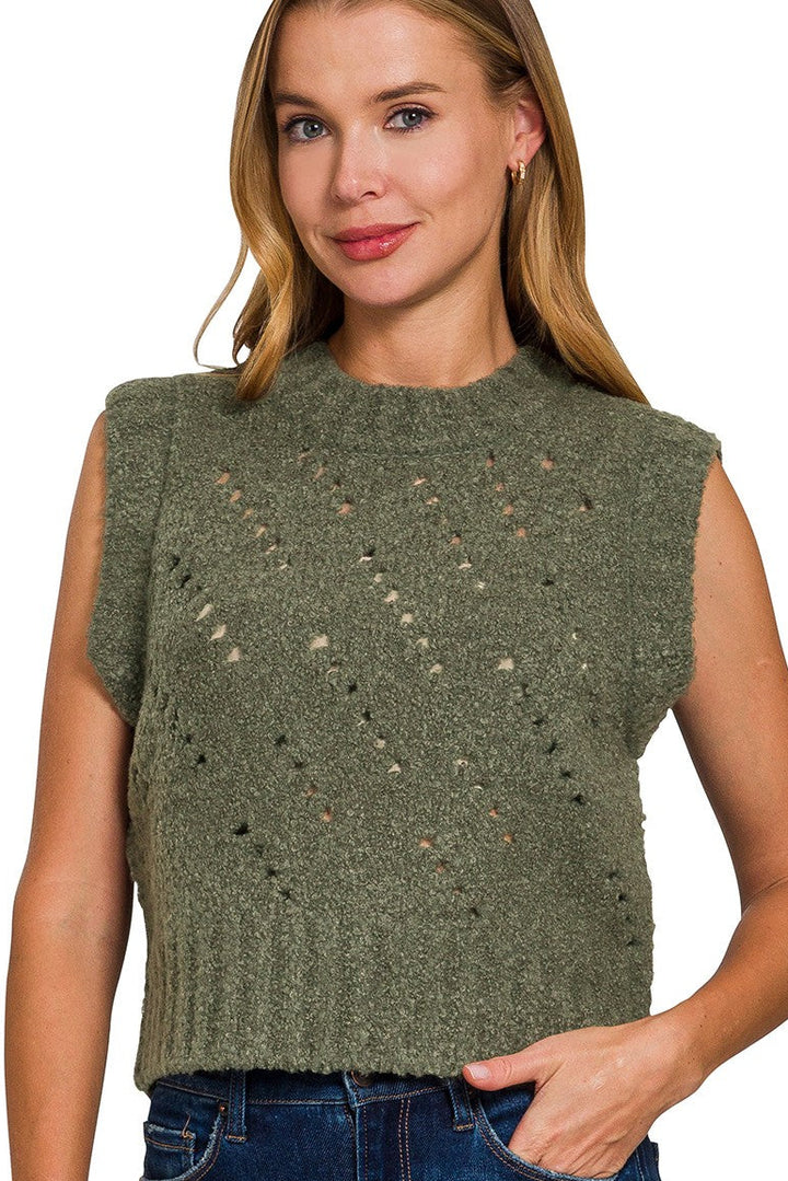 Zen Wool Sweater Vest (Dark Olive)