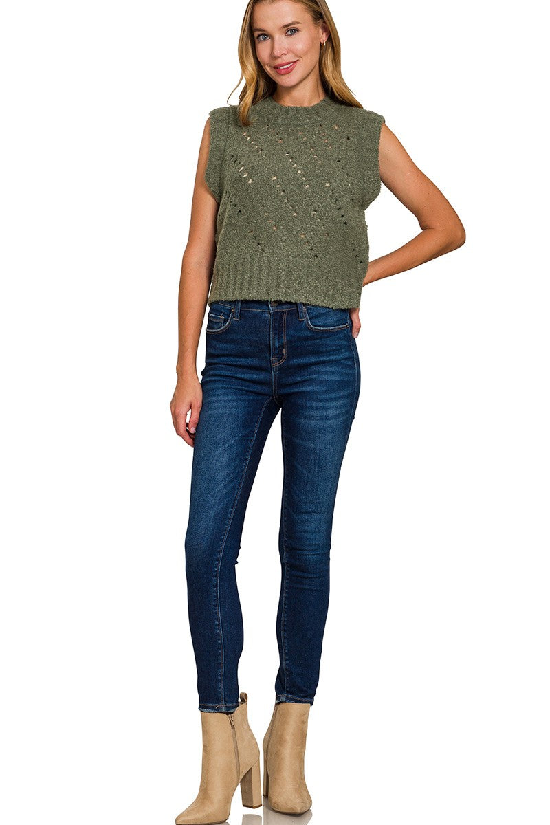 Zen Wool Sweater Vest (Dark Olive)
