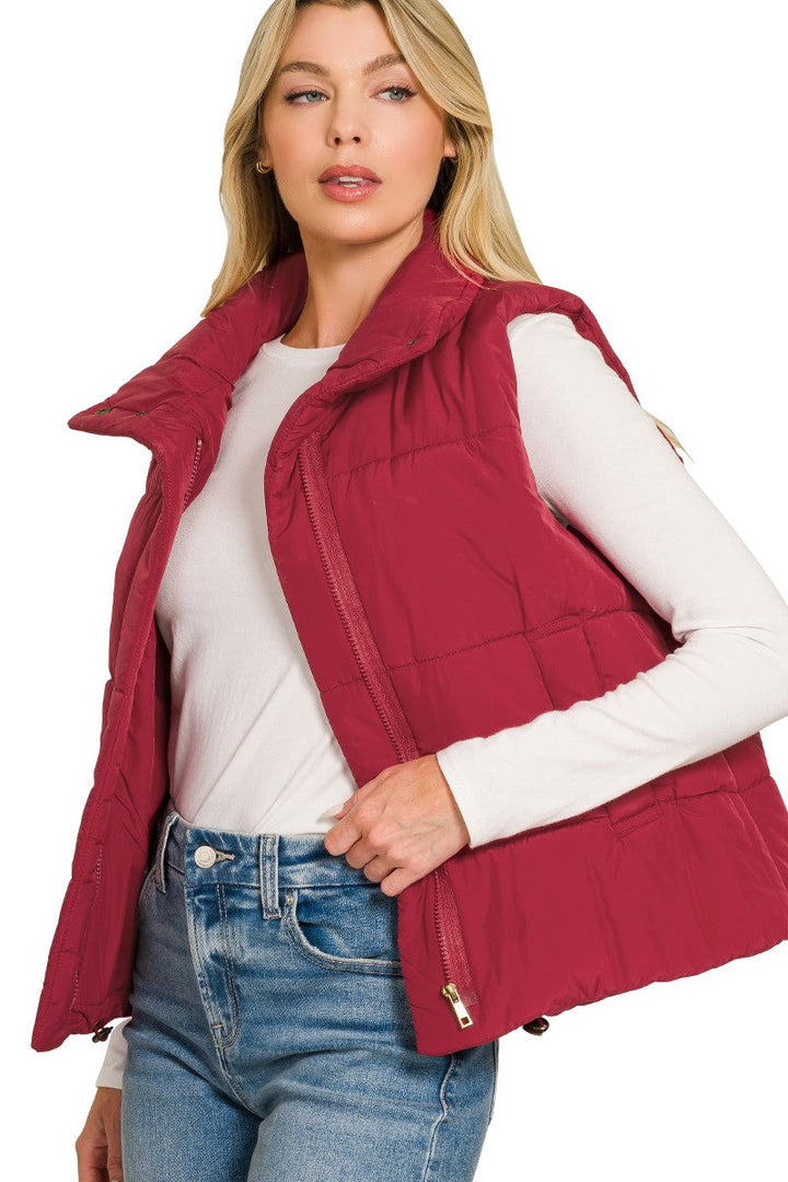 Zen Puffer Vest (Burgundy)