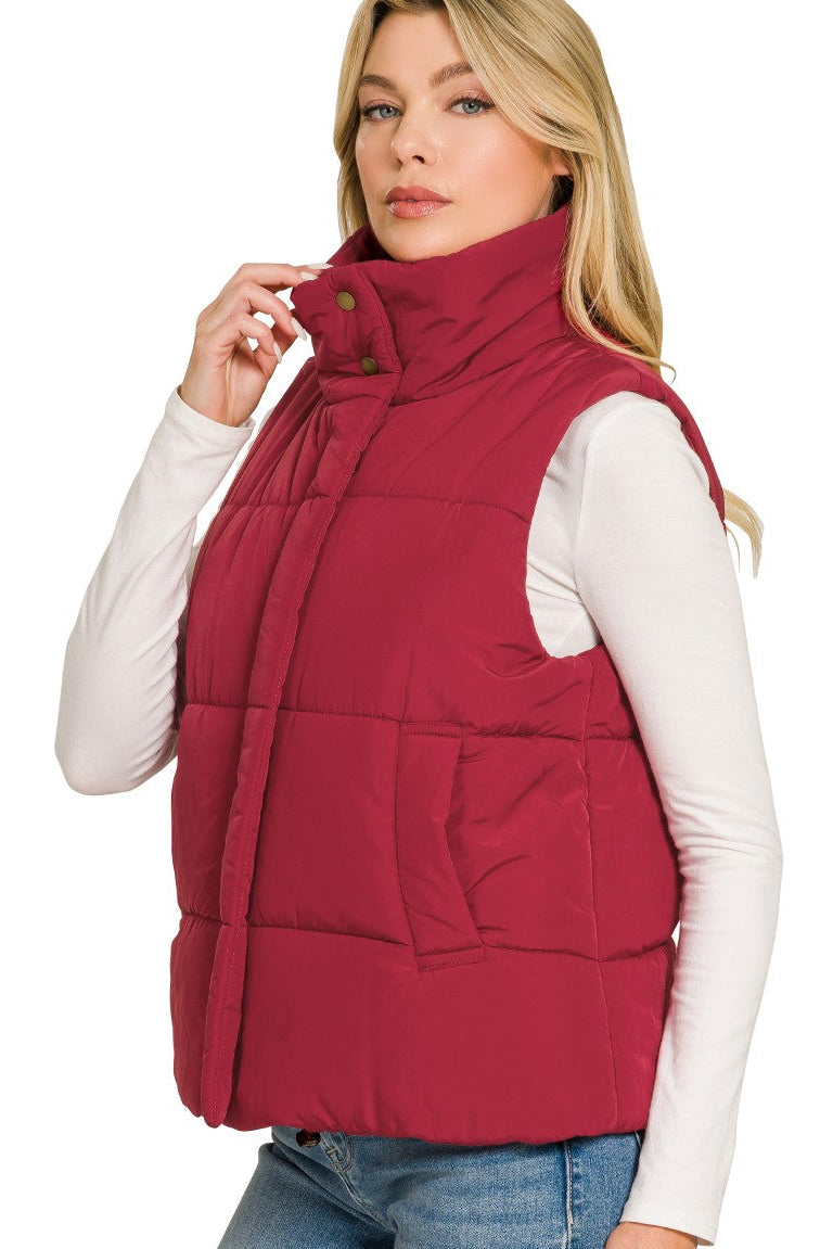 Zen Puffer Vest (Burgundy)