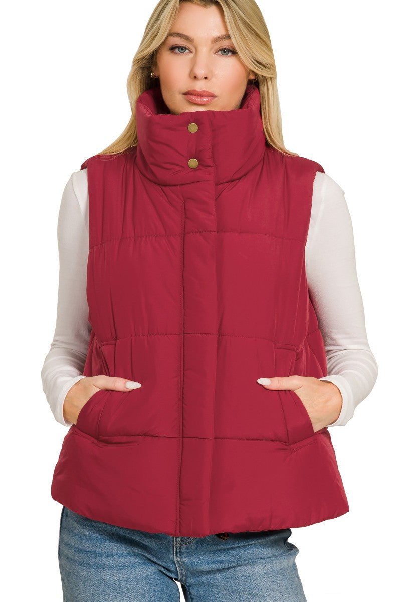 Zen Puffer Vest (Burgundy)