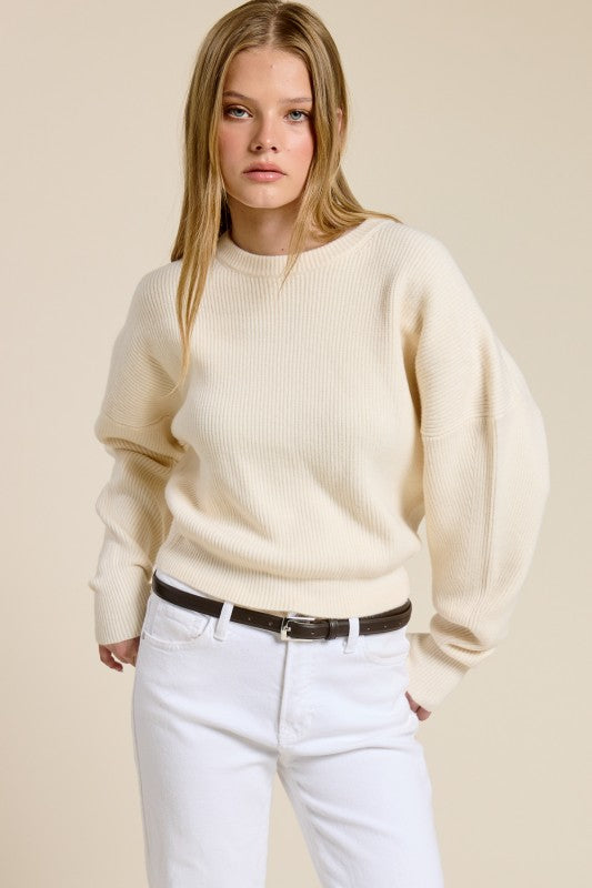 Jolie Wool Knit Sweater (Cream)