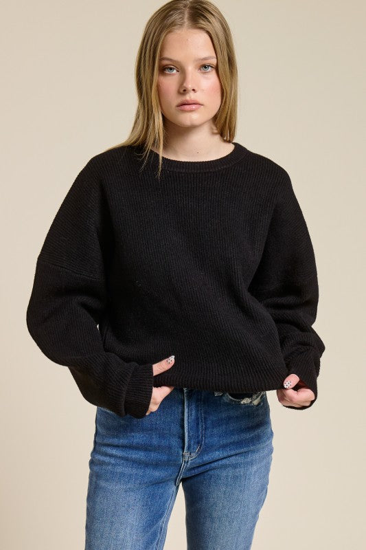 Jolie Wool Knit Sweater (Black)