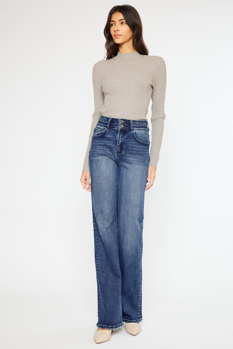 Kancan Double Button Flared Jean