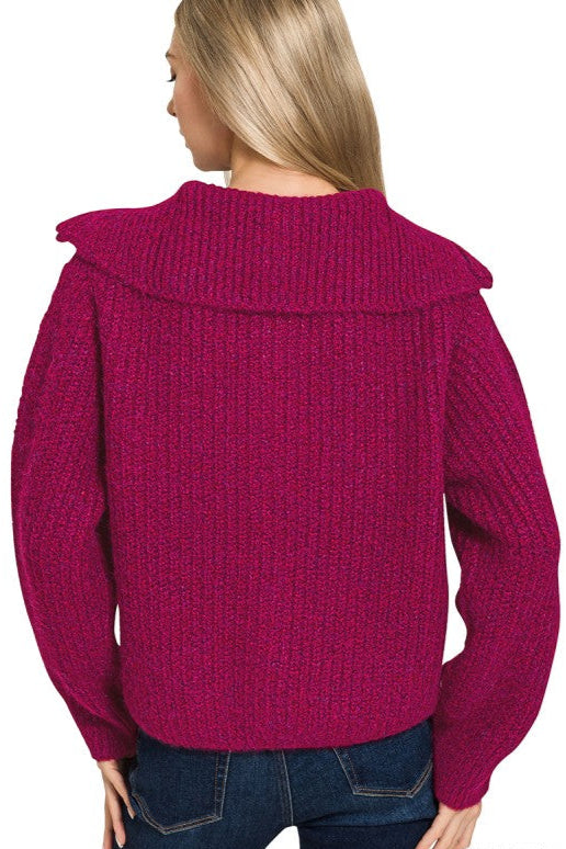 Zen Soft Hug Zip-Up Sweater (Cabernet)