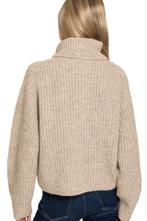 Zen Soft Hug Zip-Up Sweater (Heather Beige)