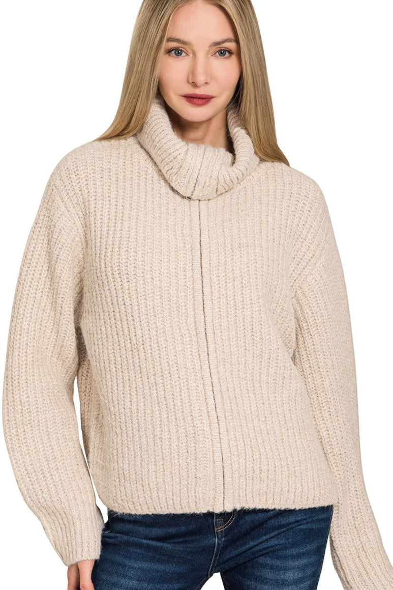 Zen Soft Hug Zip-Up Sweater (Sand Beige)