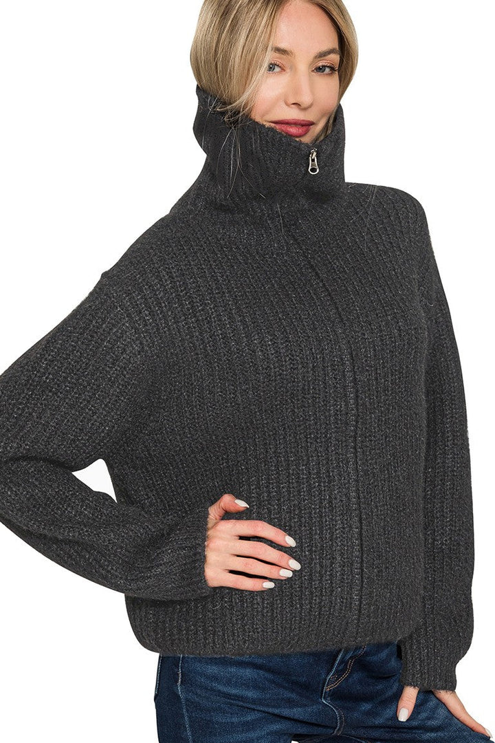 Zen Soft Hug  Zip-Up Sweater (Black)