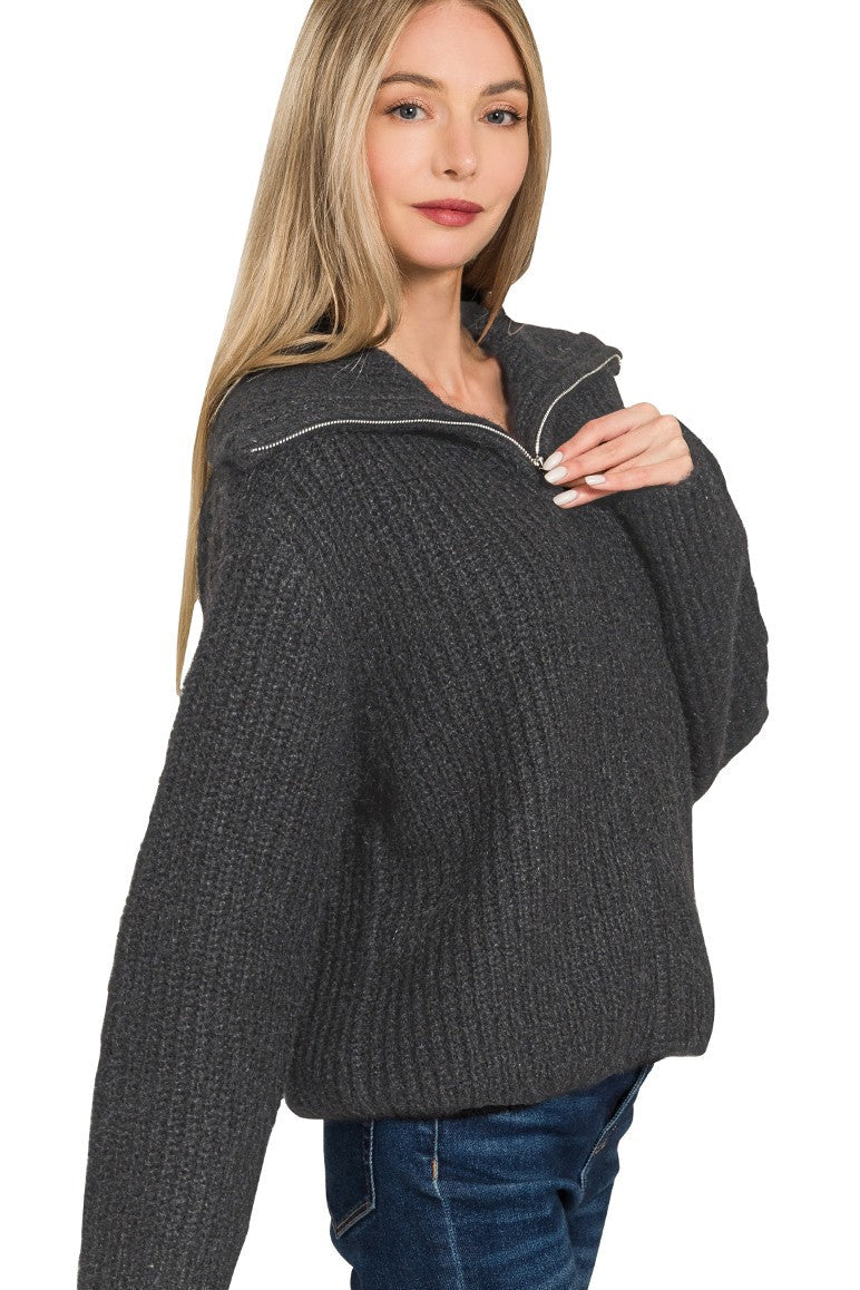 Zen Soft Hug  Zip-Up Sweater (Black)