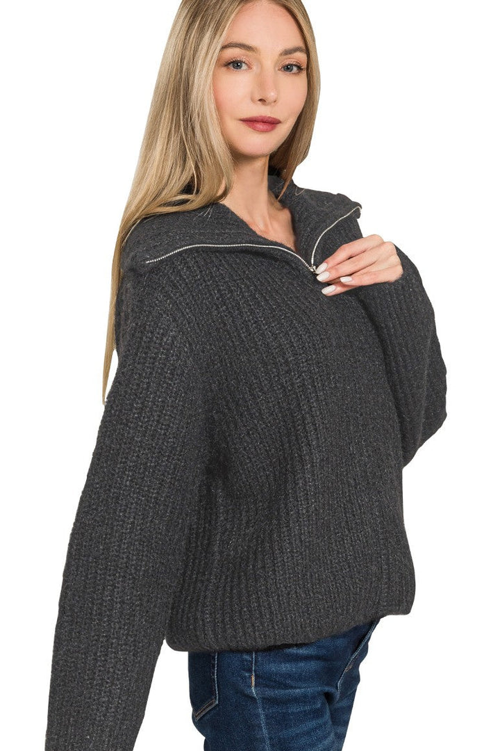Zen Soft Hug  Zip-Up Sweater (Black)