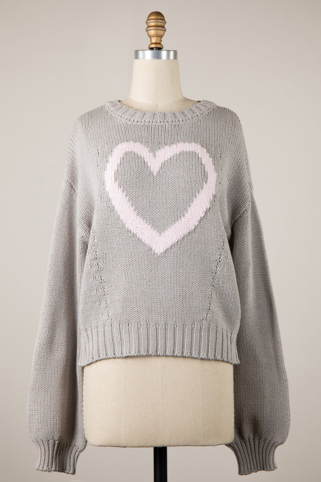 My Cozy Queen Of Hearts Sweater (Silver/Pink)