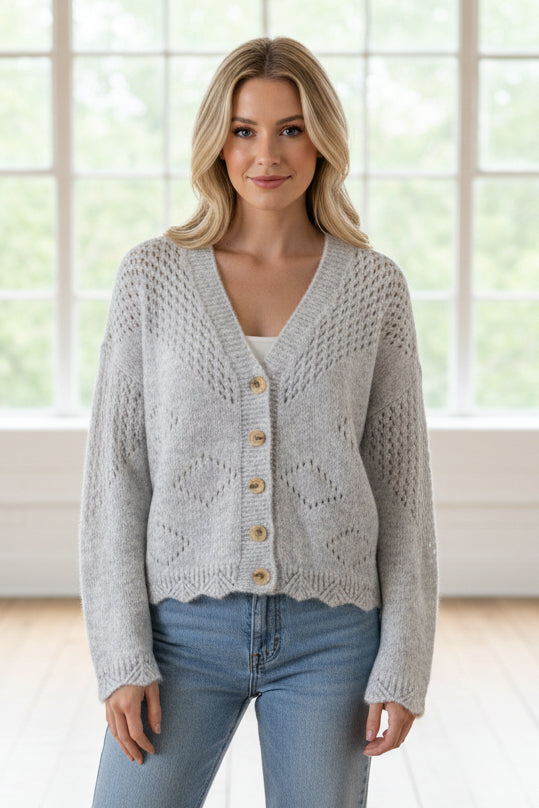 My Cozy Vivian Knit Cardigan (Silver)