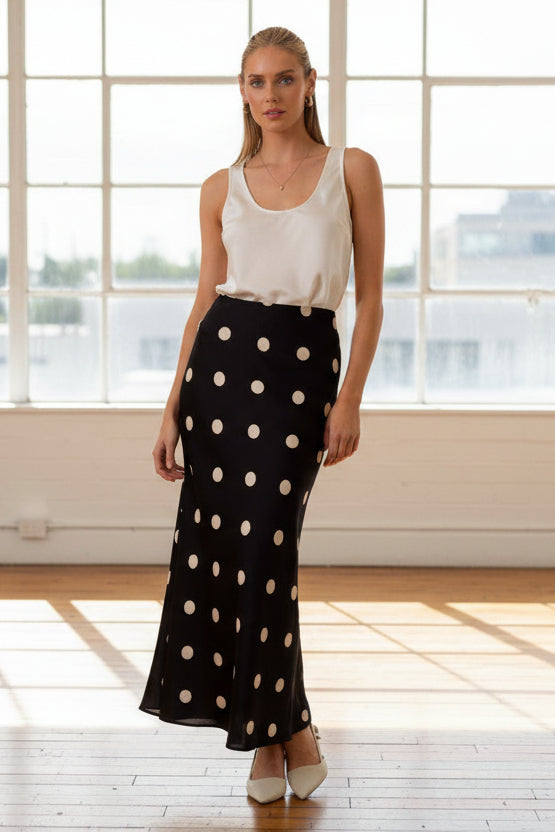 Sunday Edition Polka Dot Midi Skirt