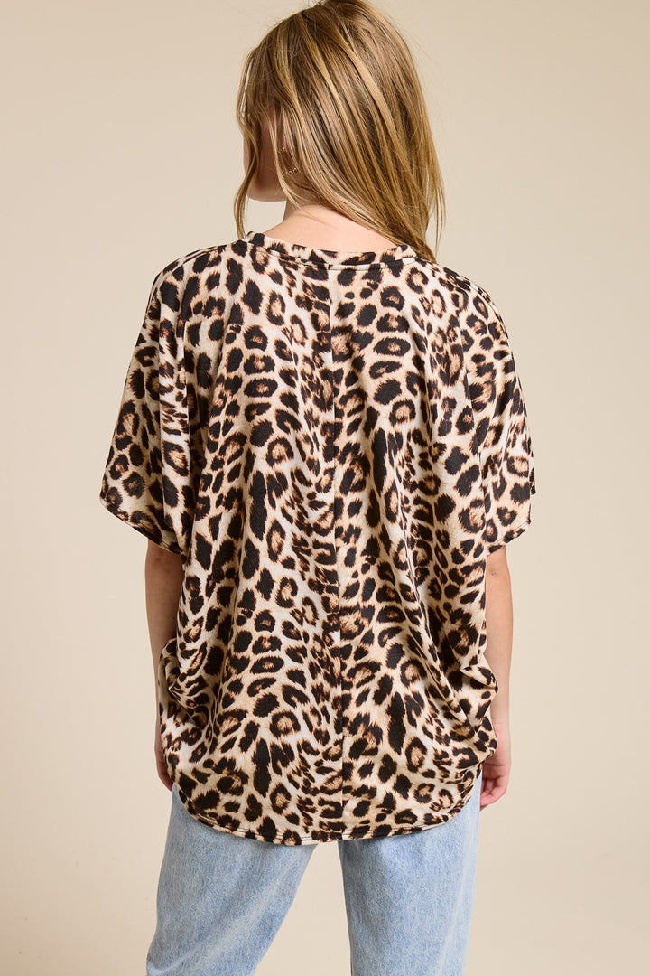 Jolie Slouchy Dolman Tee (Leopard)
