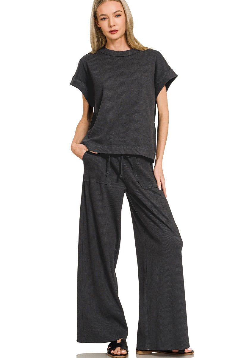 Zen Ribbed Lounge Set (Black)