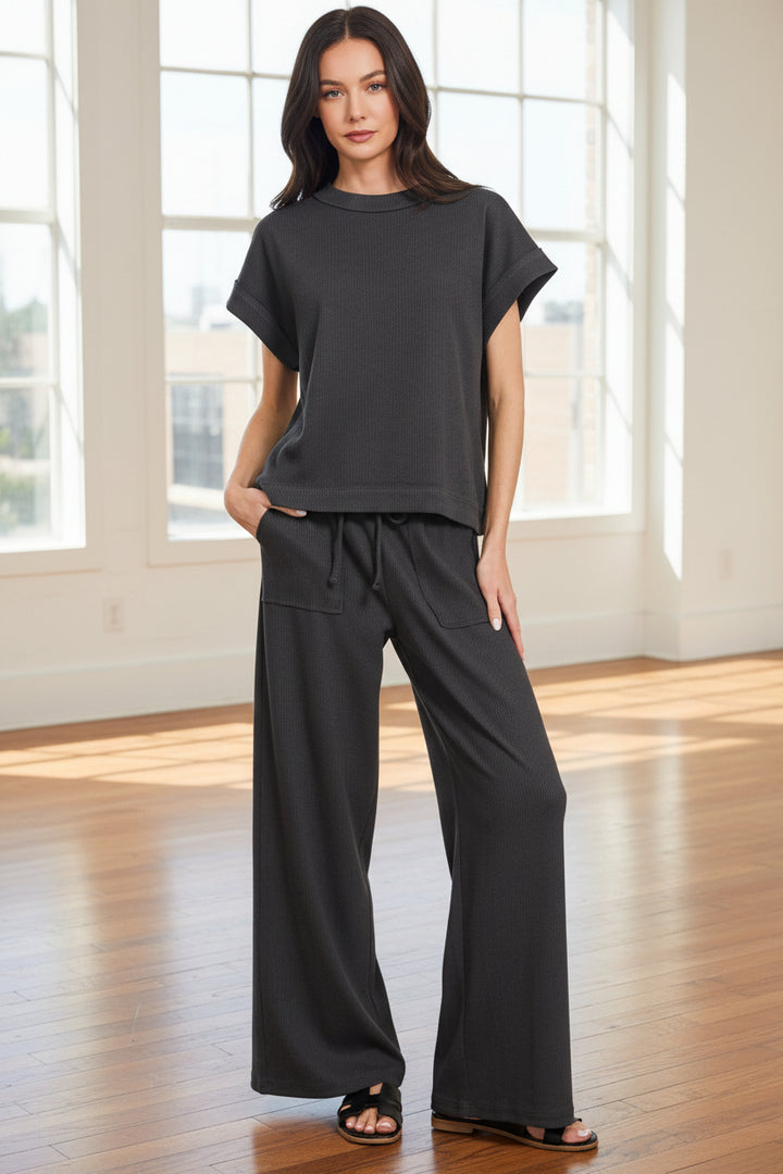 Zen Ribbed Lounge Set (Black)